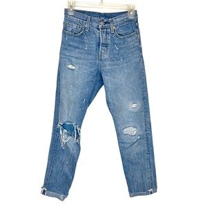 Levi’s Wedgie Straight Leg Distressed Patchwork Jeans 24